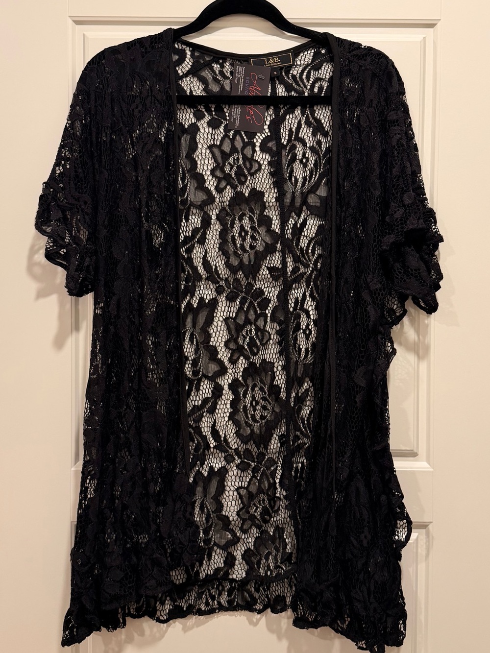 L&B Black Floral Lace Kimono